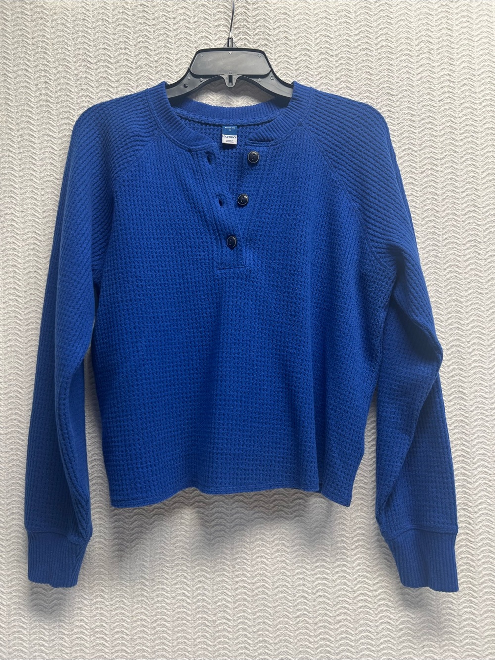 old navy / royal blue waffle knit long sleeve tee size small